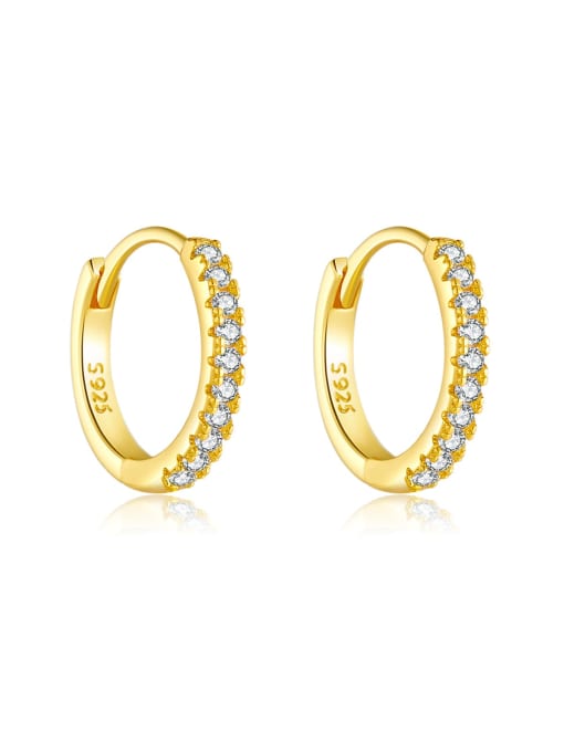 18k gold [white stone] earrings 925 Sterling Silver Cubic Zirconia Geometric Dainty Stud Earring